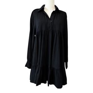 New EN SAISON ANTHRO Women's Black Tiered Mini Dress Size S